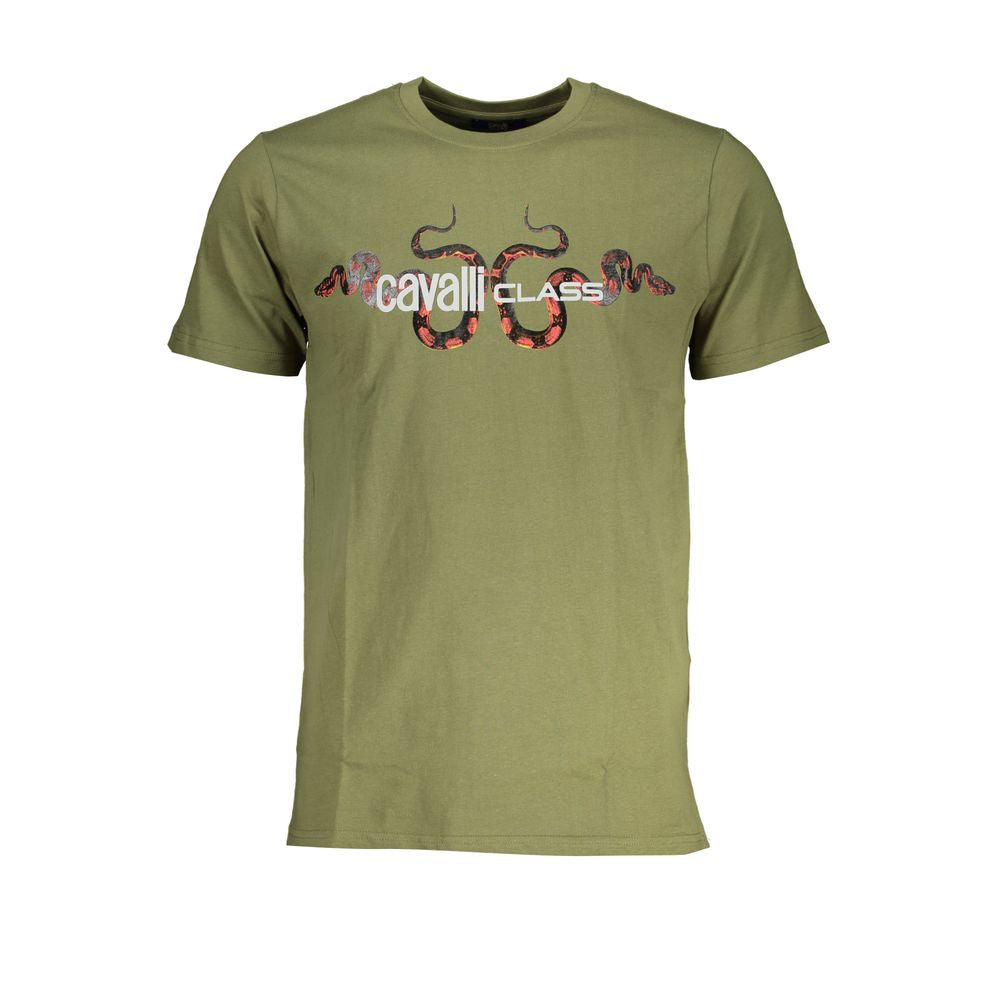 Cavalli Class Green Cotton T-Shirt CA-28616-L