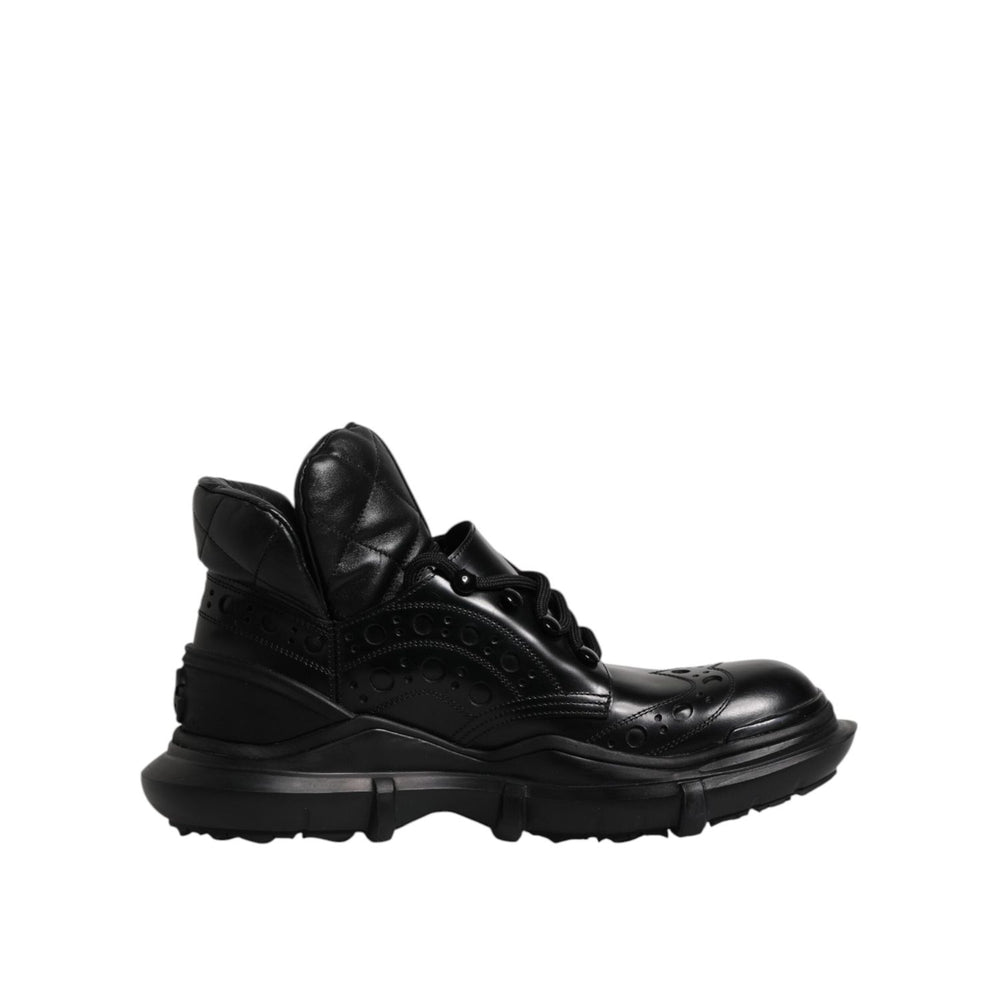 Dolce & Gabbana Black Leather Casual Mens Ankle Boots Shoes MV7336-40