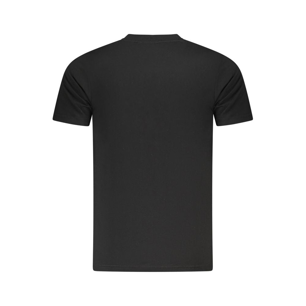 Rear view of Cavalli Class Black Cotton Men T-Shirt with short sleeves and classic crew neck design.