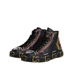 Dolce & Gabbana Black Leather Logo High Top Sneakers Shoes MV7350-43