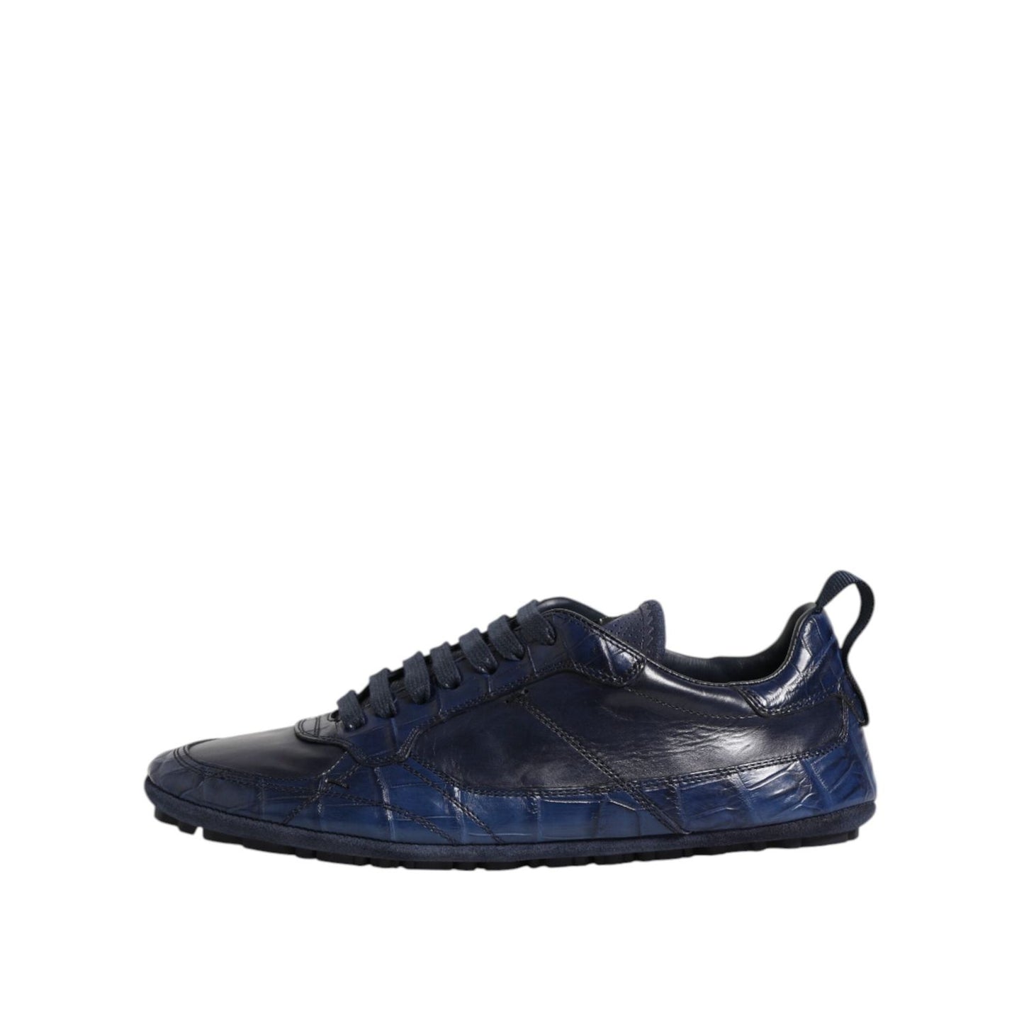 Dolce & Gabbana Dark Blue Leather Low Top Men Sneakers Shoes MV7352-40