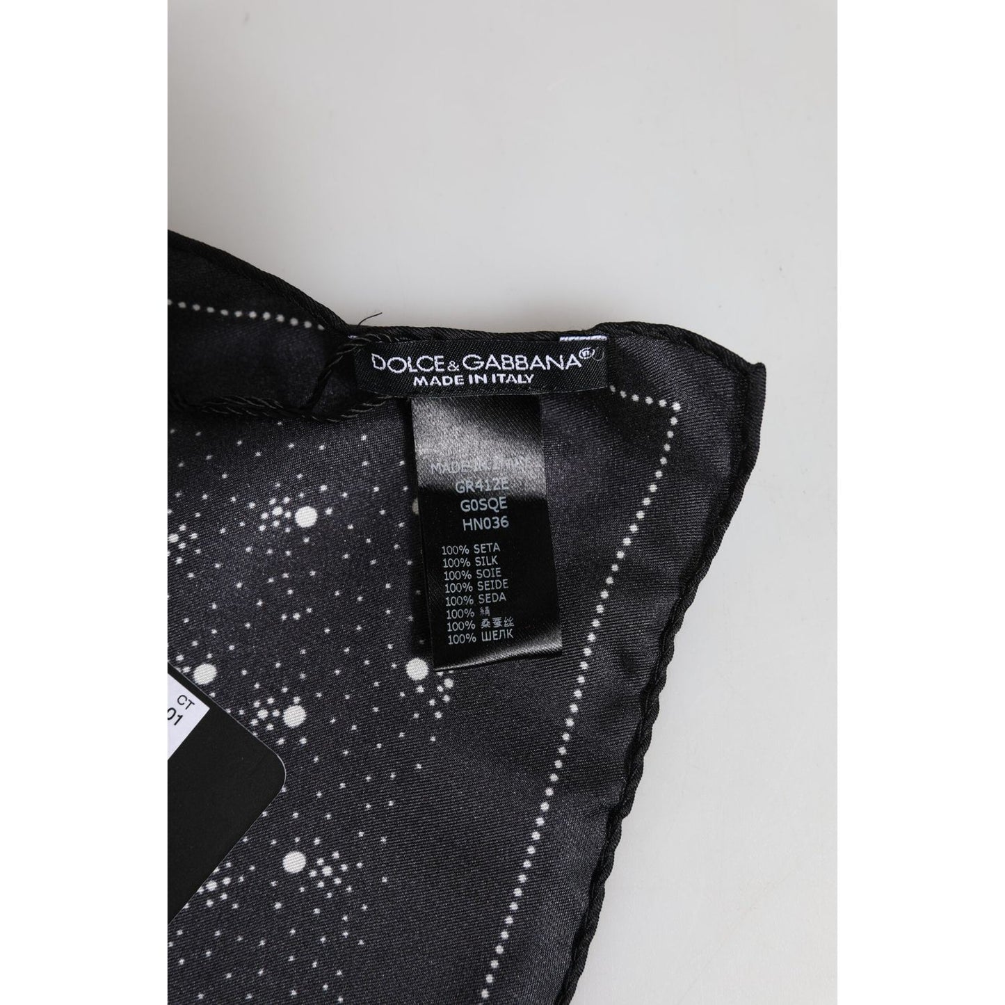 Dolce & Gabbana Black White Printed Square Men Foulard Scarf MS7224