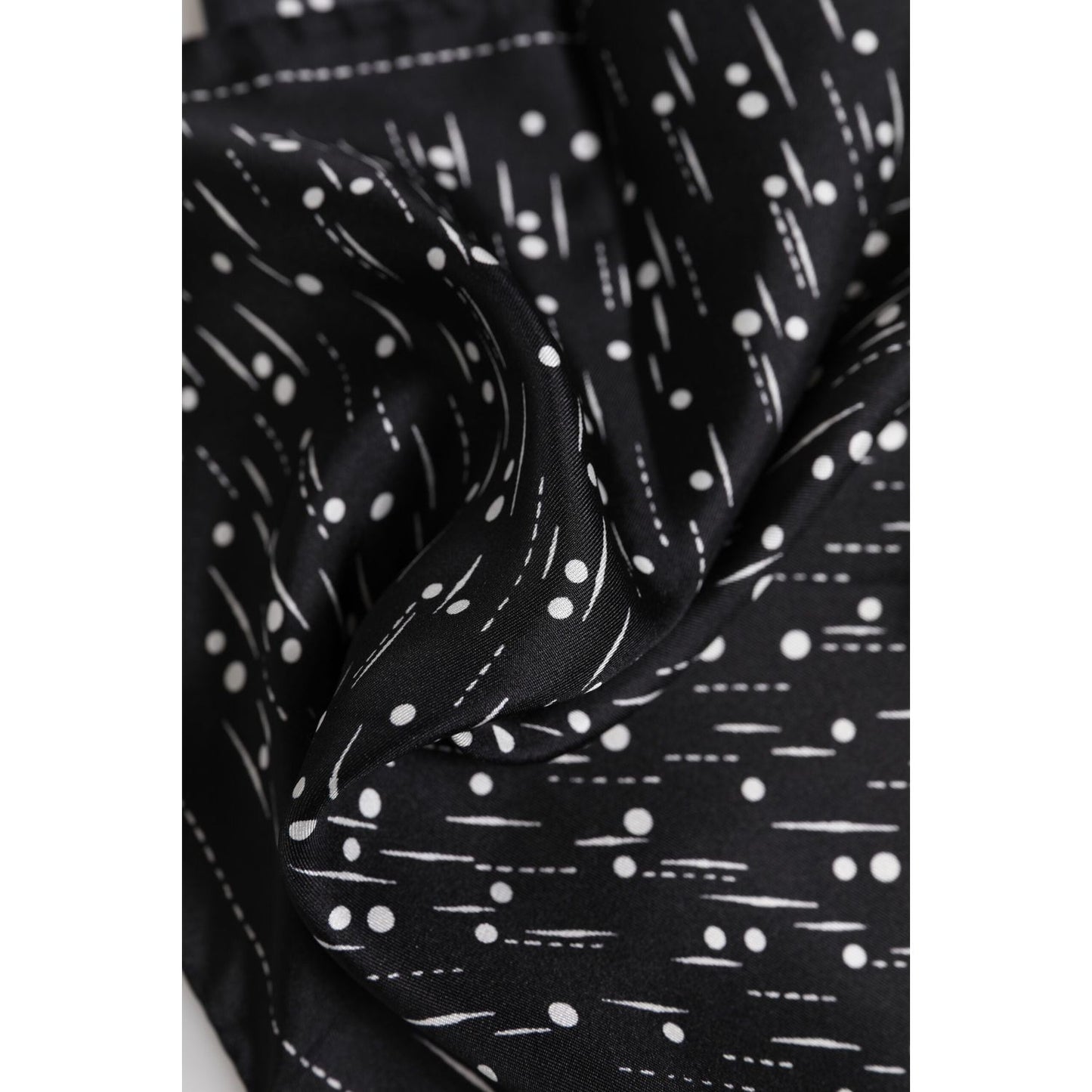 Dolce & Gabbana Black White Printed Square Men Foulard Scarf MS7226