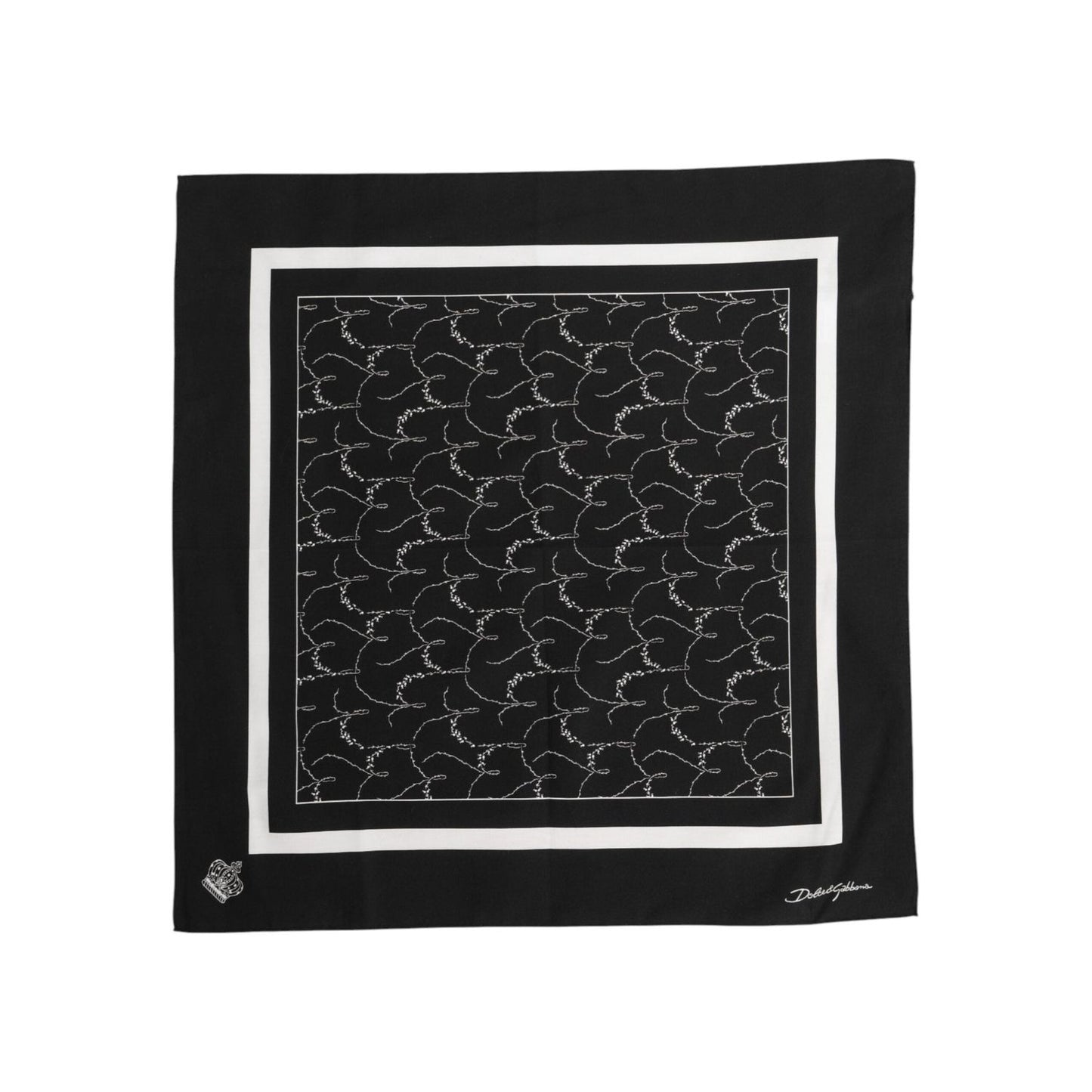 Dolce & Gabbana Black White Printed Square Foulard Scarf