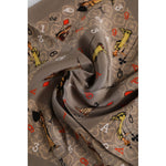 Dolce & Gabbana Brown Silk Printed Square Men Foulard Scarf MS7243