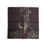Dolce & Gabbana Brown Peacock Print Square Men Foulard Scarf MS7255