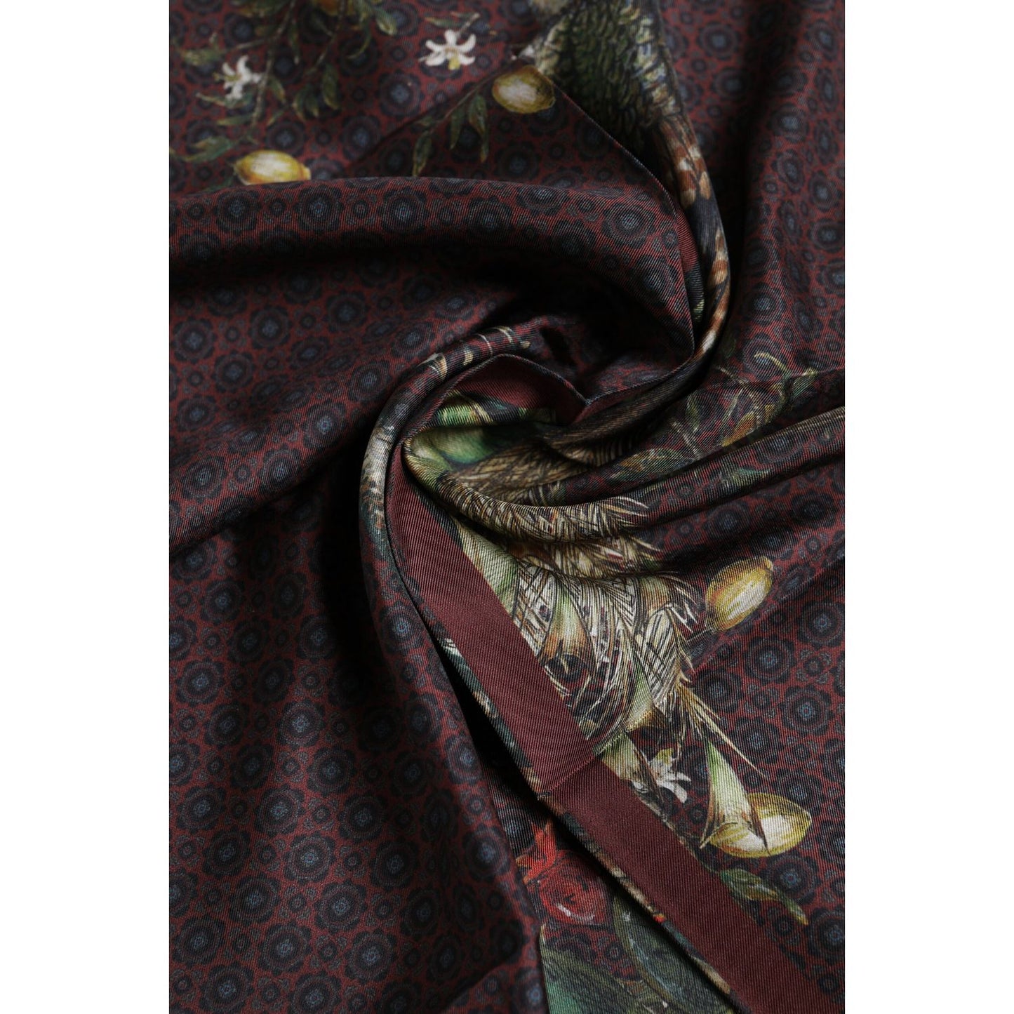 Dolce & Gabbana Brown Peacock Print Square Men Foulard Scarf MS7255