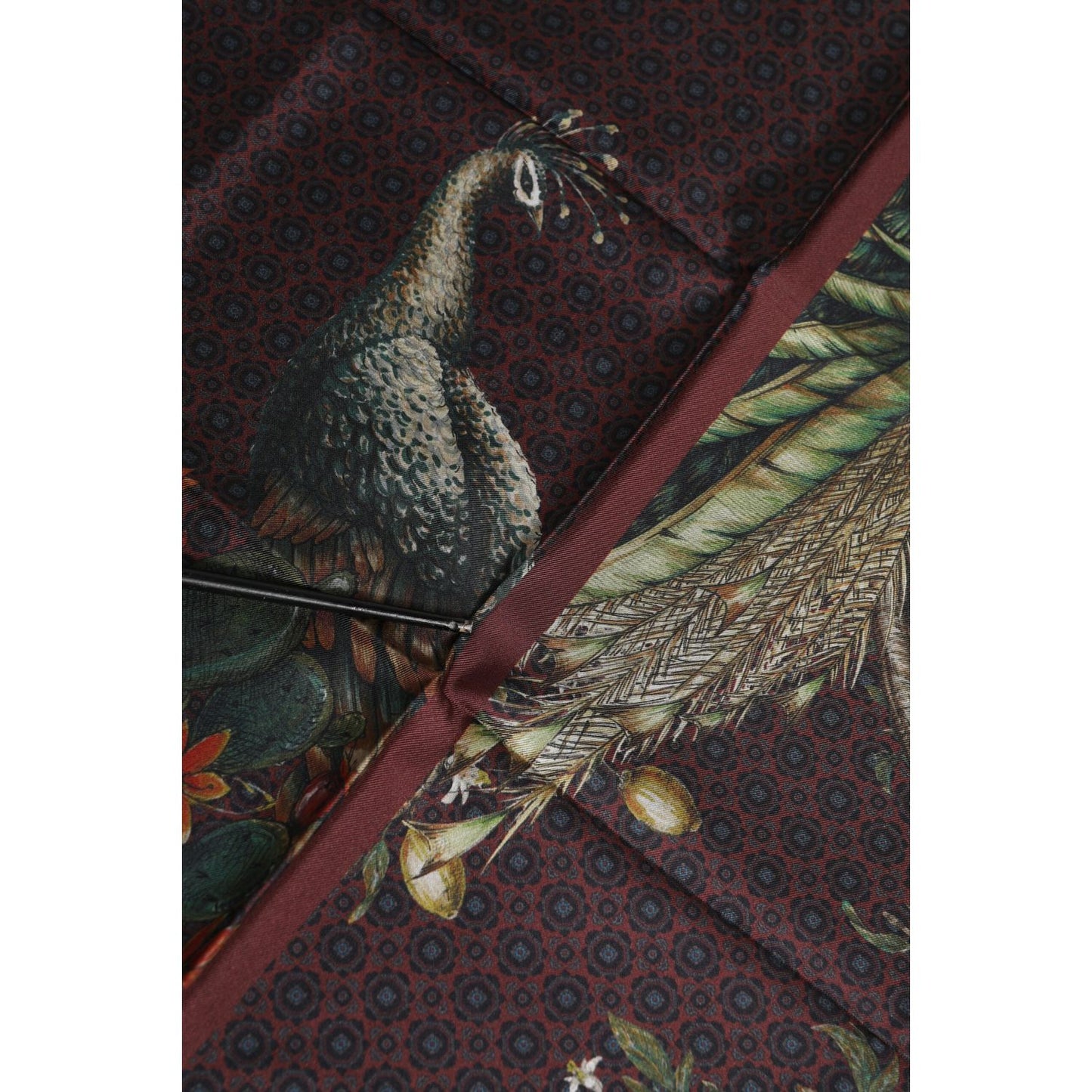 Dolce & Gabbana Brown Peacock Print Square Men Foulard Scarf MS7255