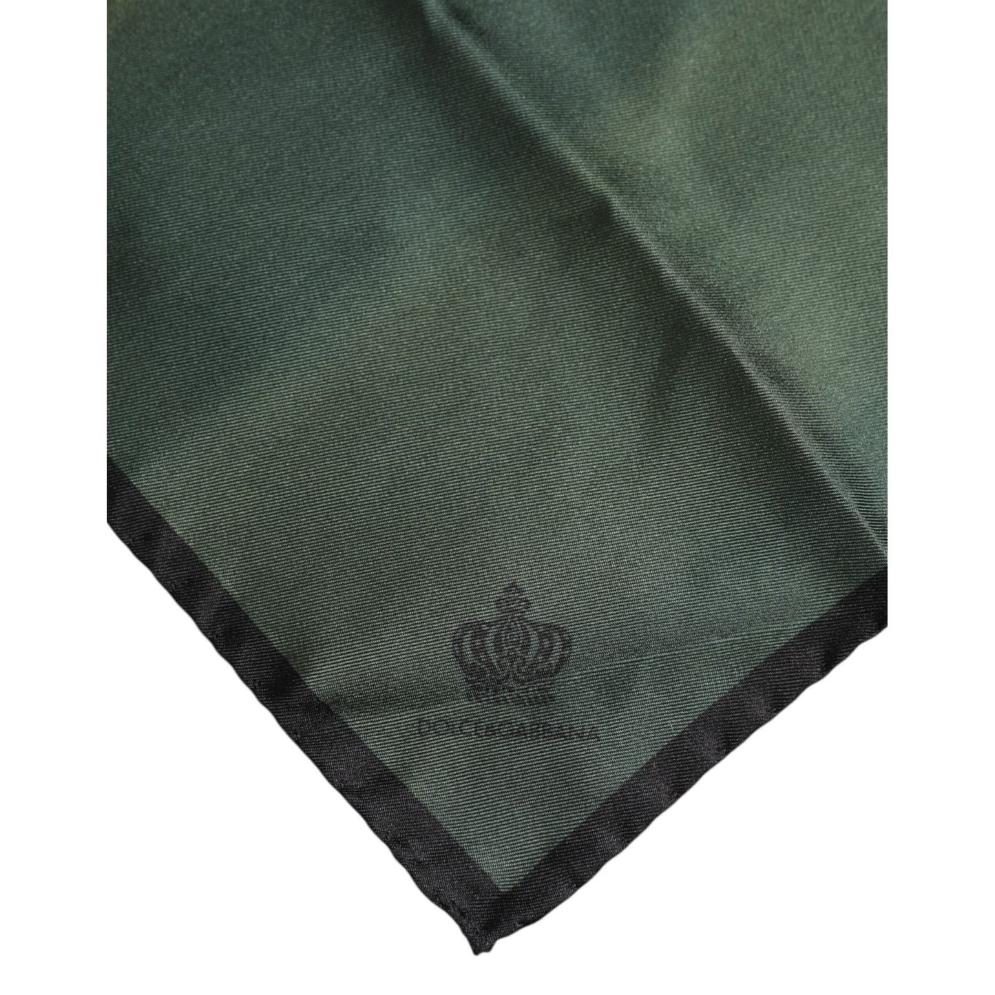 Dolce & Gabbana Green DG Crown Silk Square Men Foulard Scarf MS7282