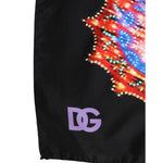 Dolce & Gabbana Black Multicolor Print Square Foulard Scarf MS7312