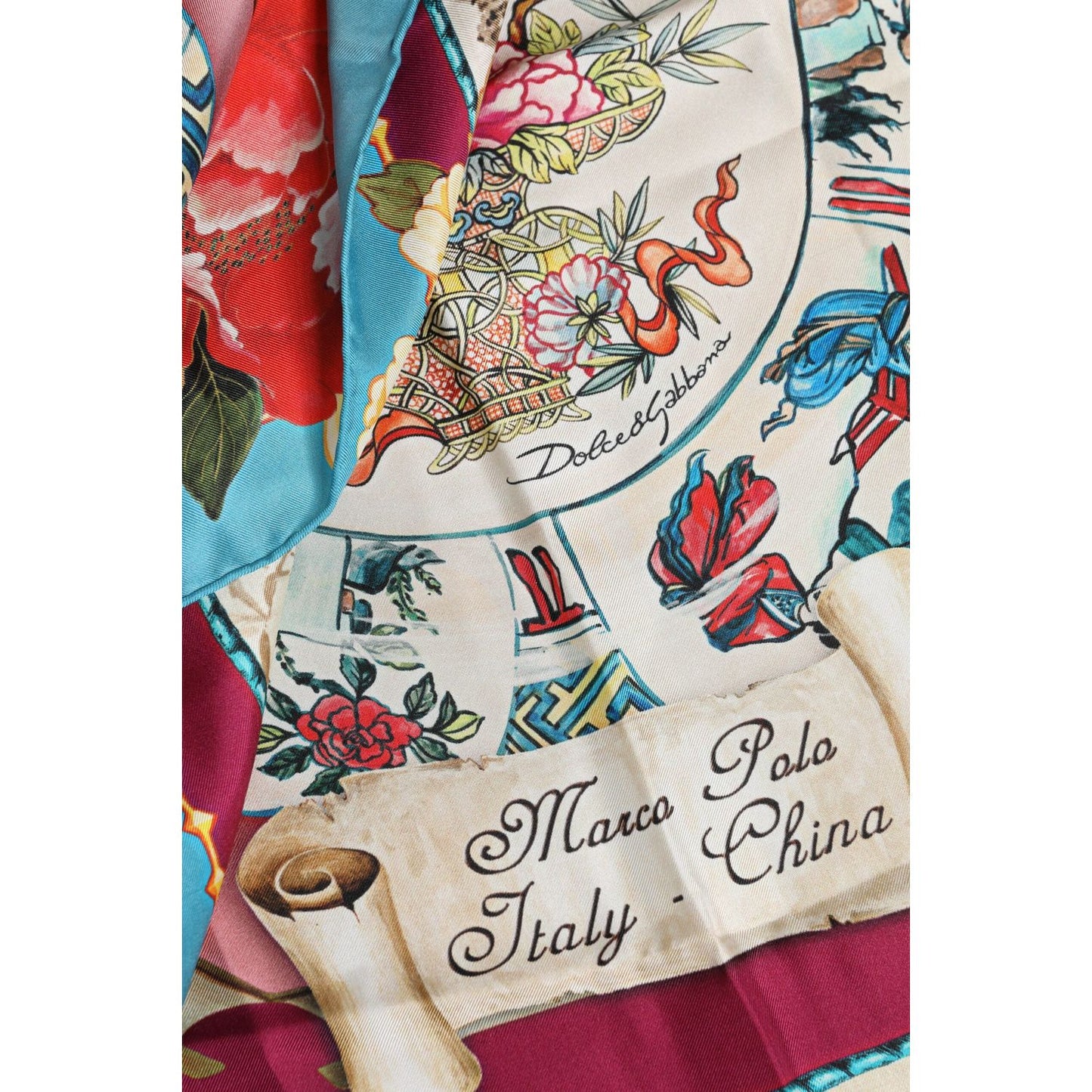 Dolce & Gabbana Multicolor Floral Print Square Foulard Scarf