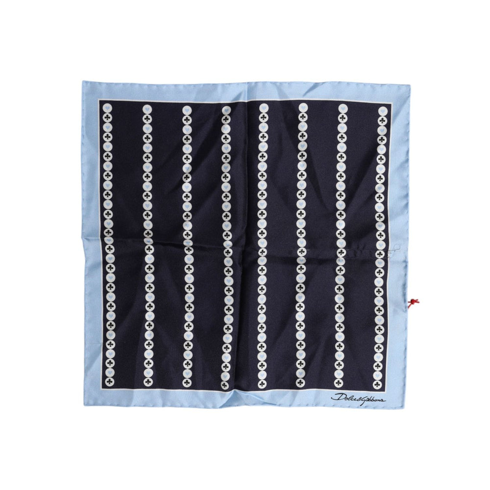 Dolce & Gabbana Blue Printed Silk Square Men Foulard Scarf MS7392