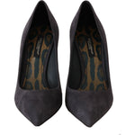 Dolce & Gabbana Gray Suede Leather Stiletto Shoes Heels LA5980-40.5
