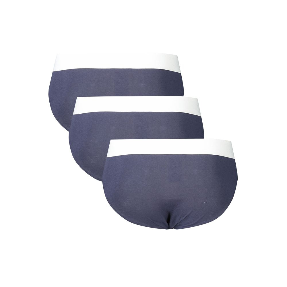 Bikkembergs Blue Cotton Underwear tri-pack with elastic waistband and logo print for elegance.