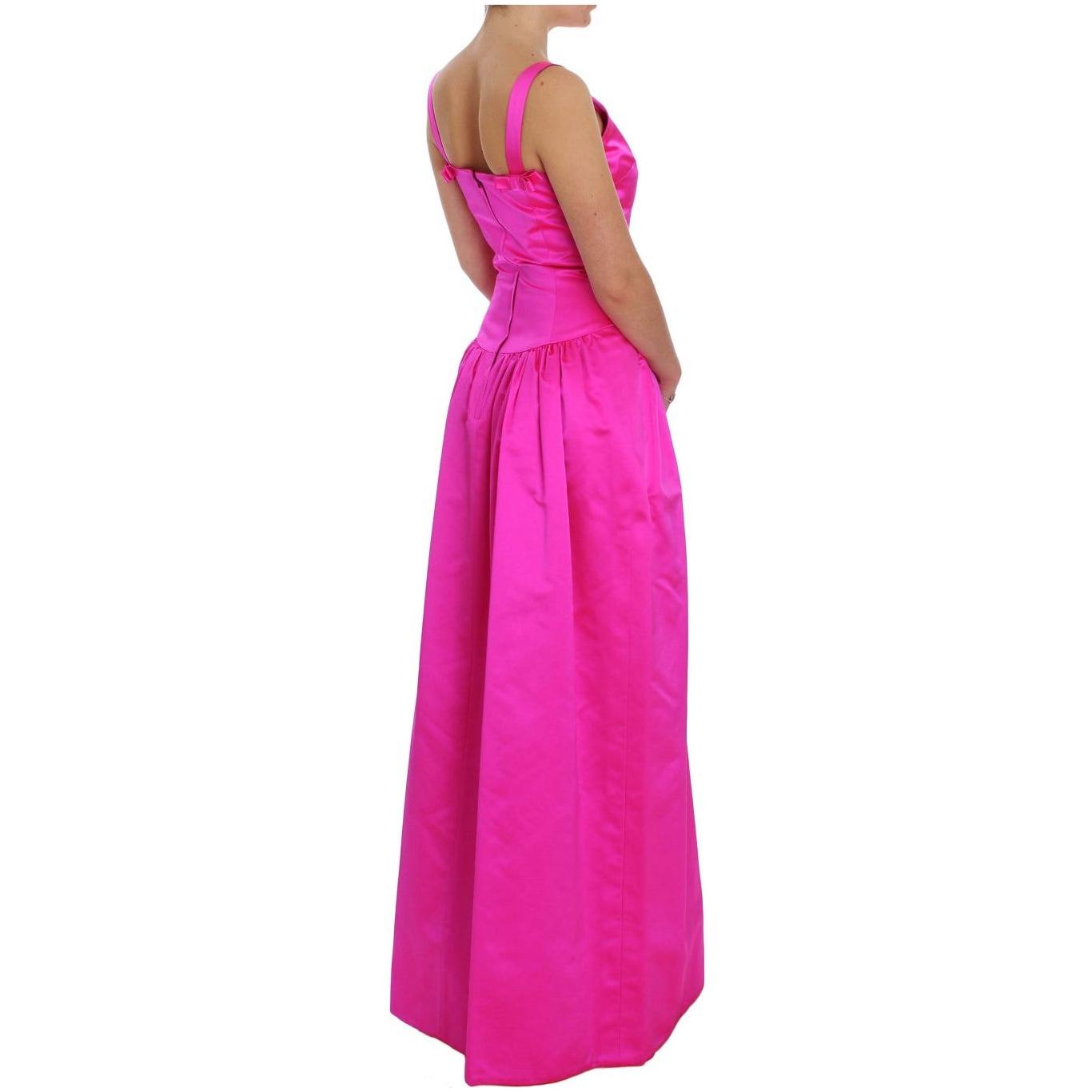 Dolce & Gabbana Pink Silk Long Sheath Ball Gown Dress NOC10150-1