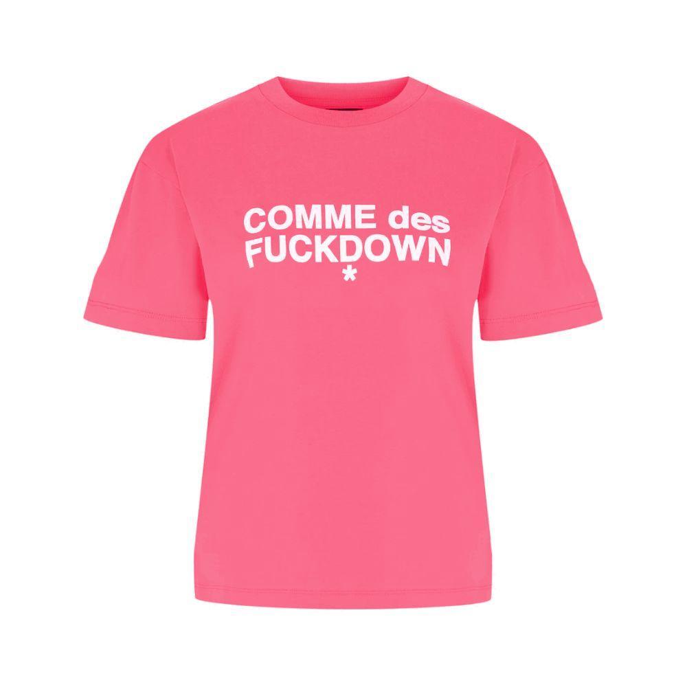 Comme Des Fuckdown Pink Cotton Tops & T-Shirt CO-15666-XS
