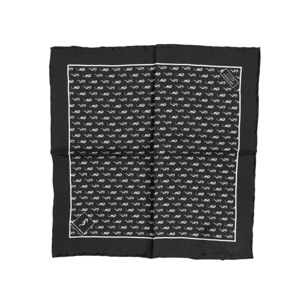 Dolce & Gabbana Black Sea Horse Silk Square Men Foulard Scarf MS7509