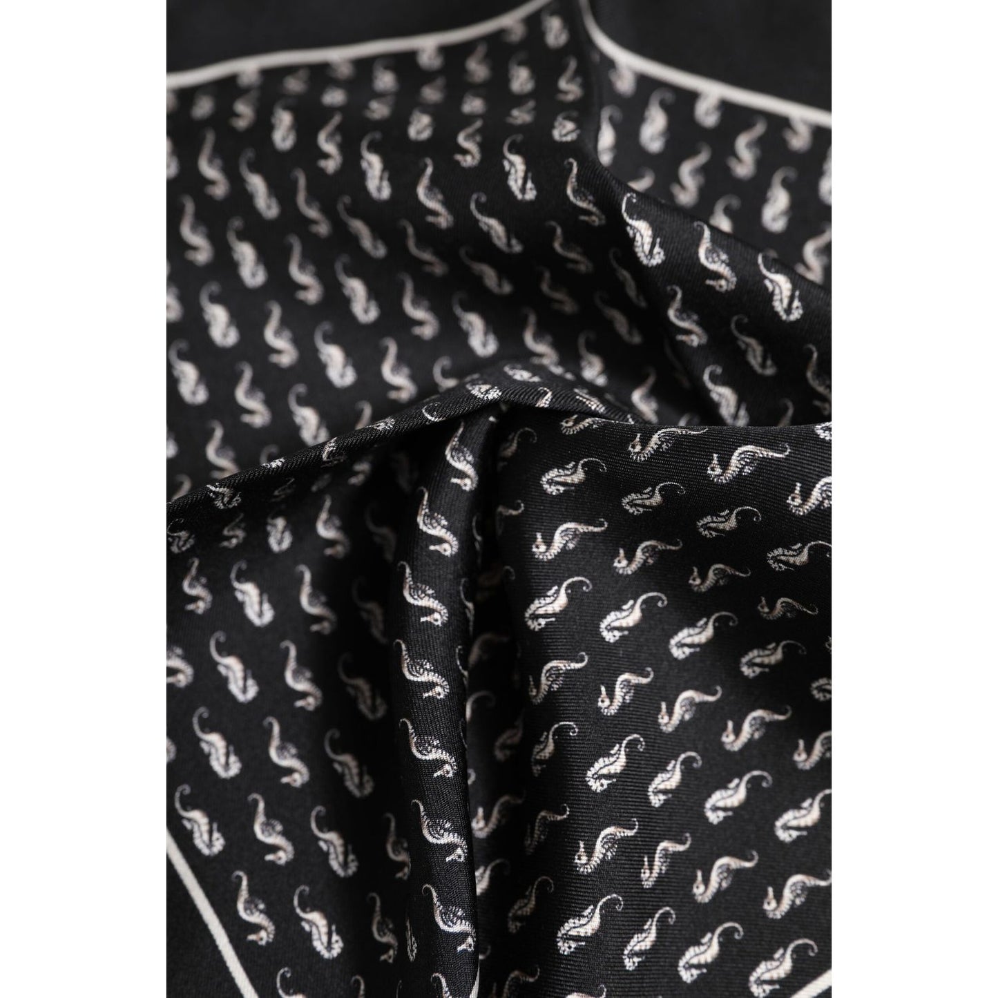 Dolce & Gabbana Black Sea Horse Silk Square Men Foulard Scarf MS7509