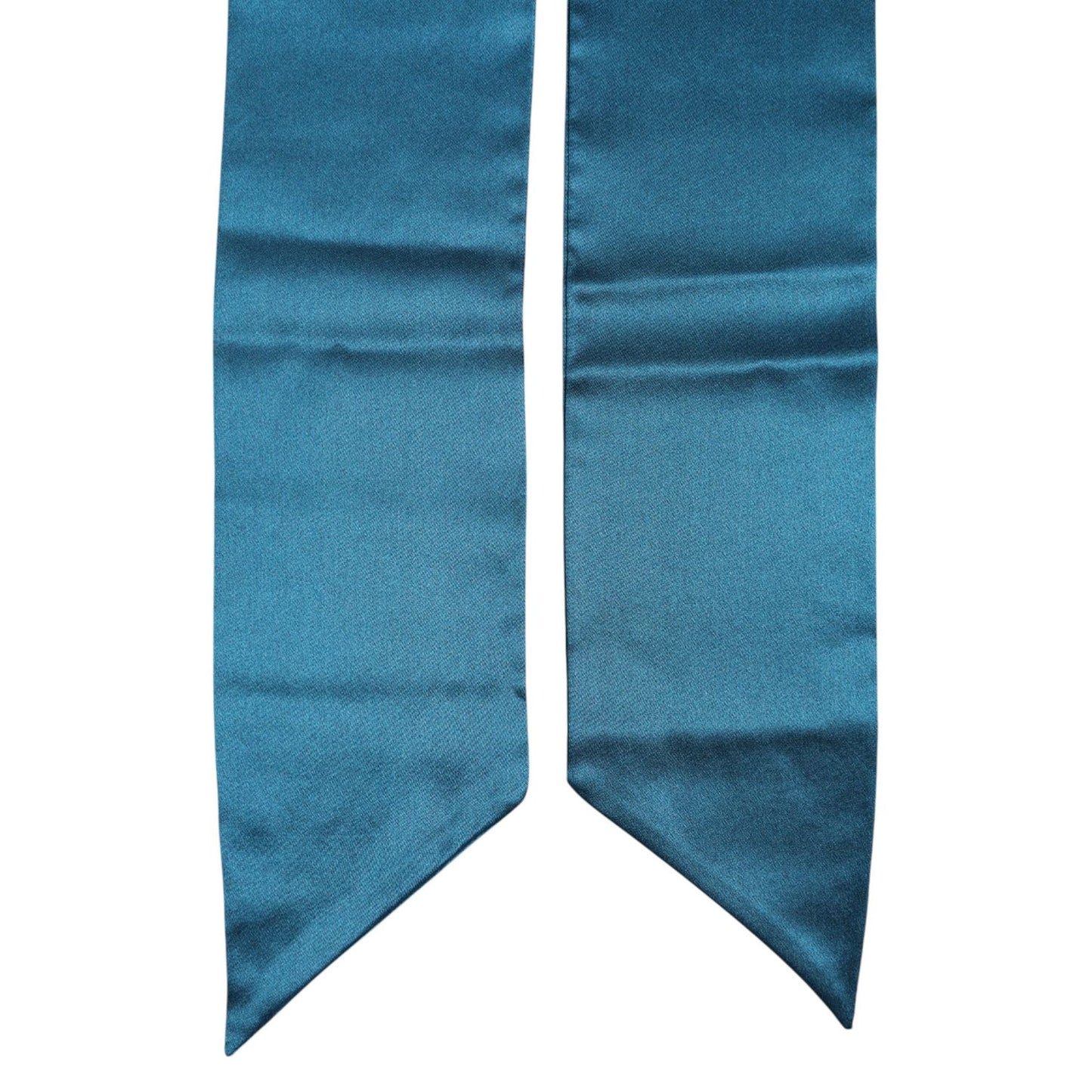 Dolce & Gabbana Blue Satin Silk Skinny Foulard Wrap Scarf MS7512