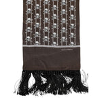 Dolce & Gabbana Brown Skulls Print Fringes Men Foulard Scarf MS7519