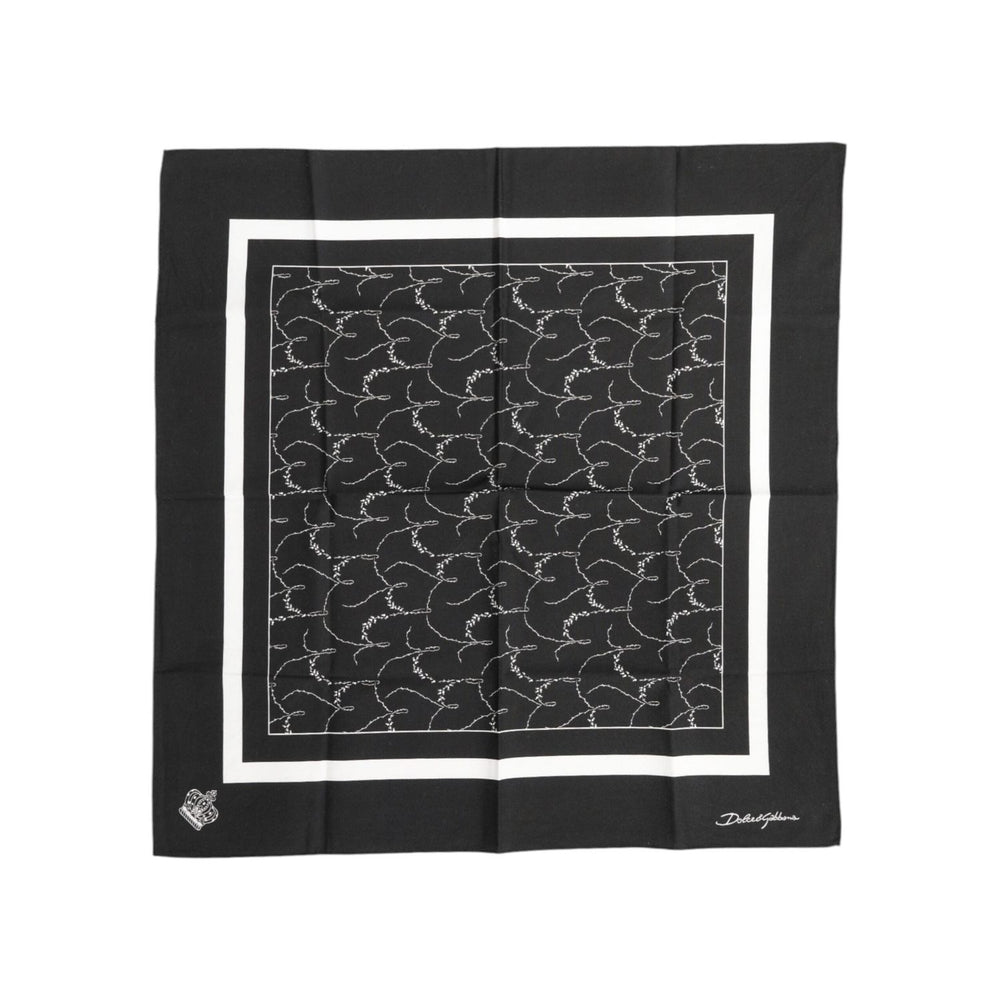 Dolce & Gabbana Black White Printed Square Foulard Scarf MS7524