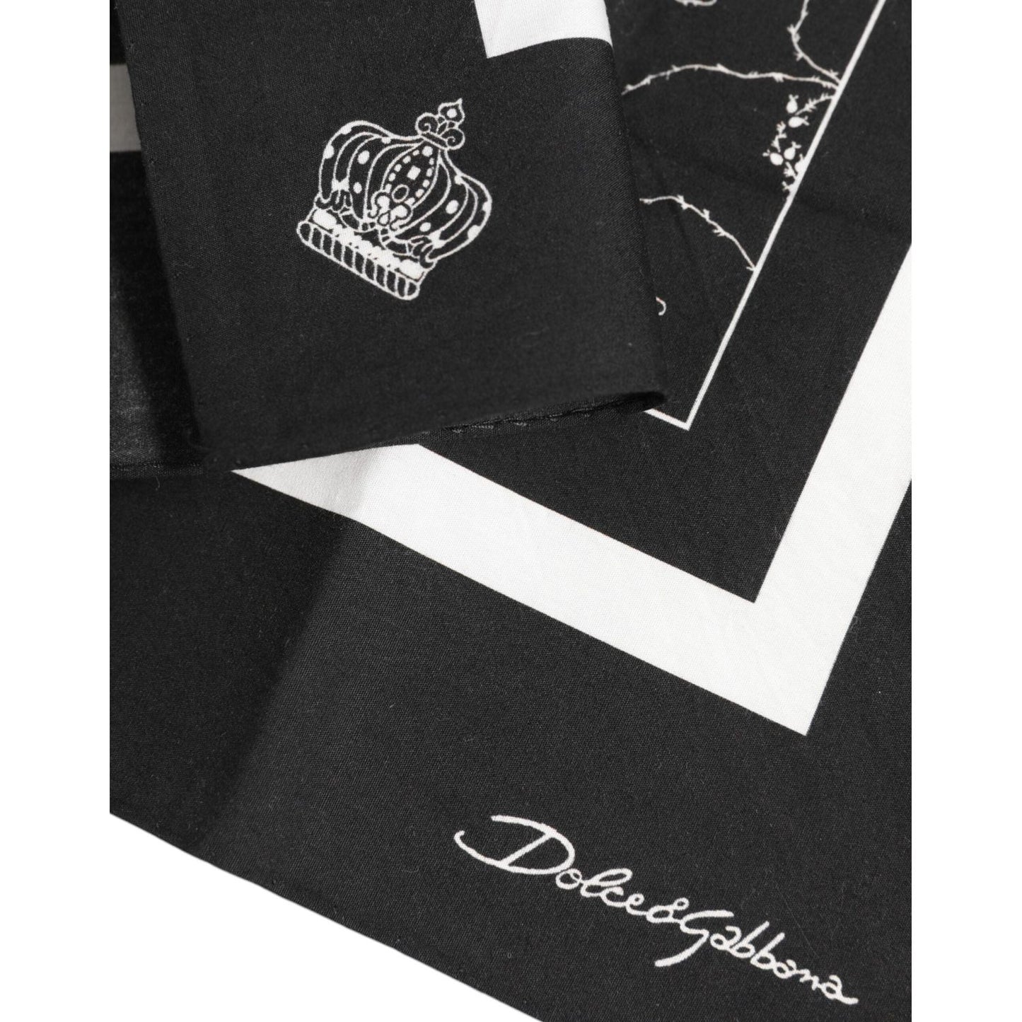 Dolce & Gabbana Black White Printed Square Foulard Scarf MS7524