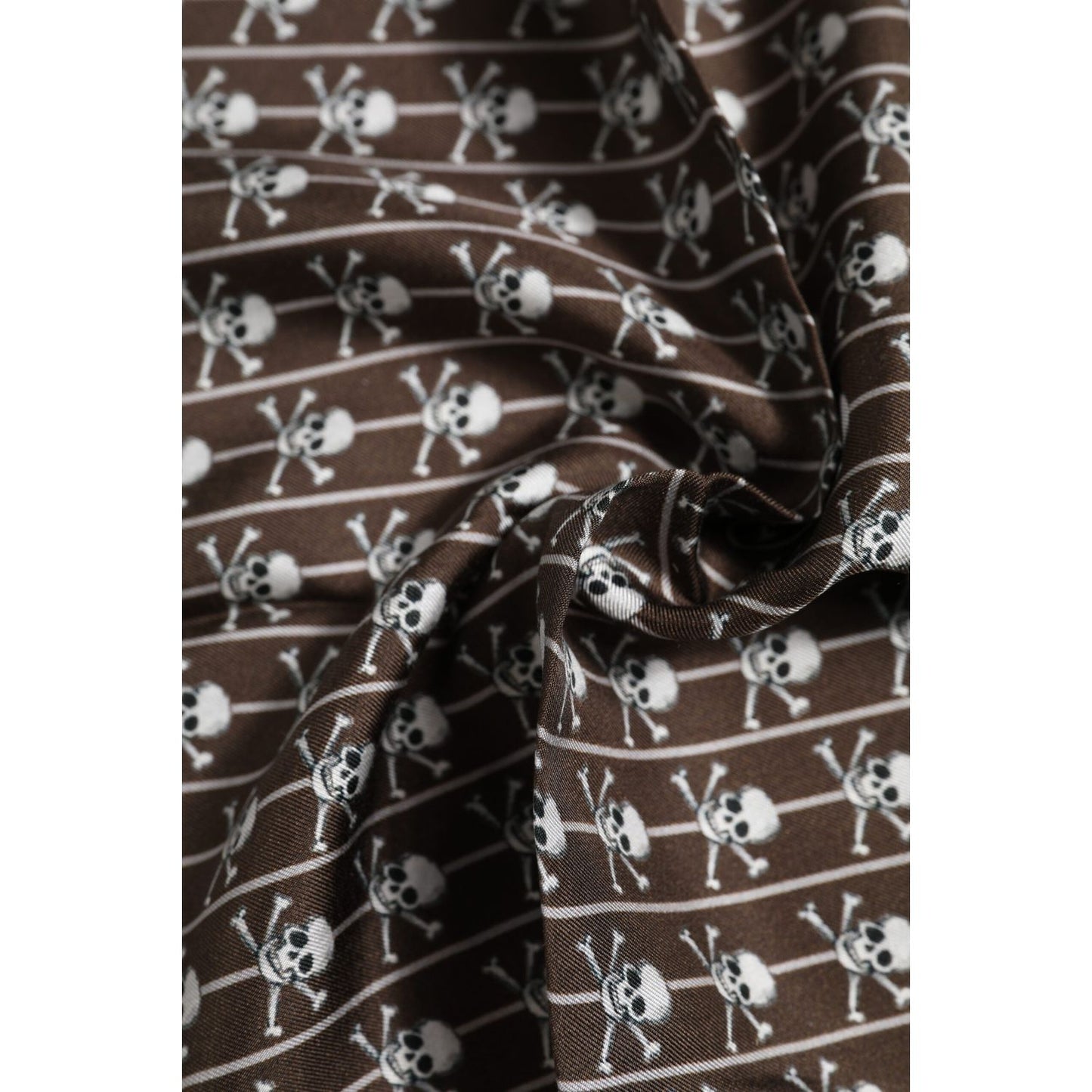 Dolce & Gabbana Brown Skull Silk Square Men Foulard Scarf MS7529