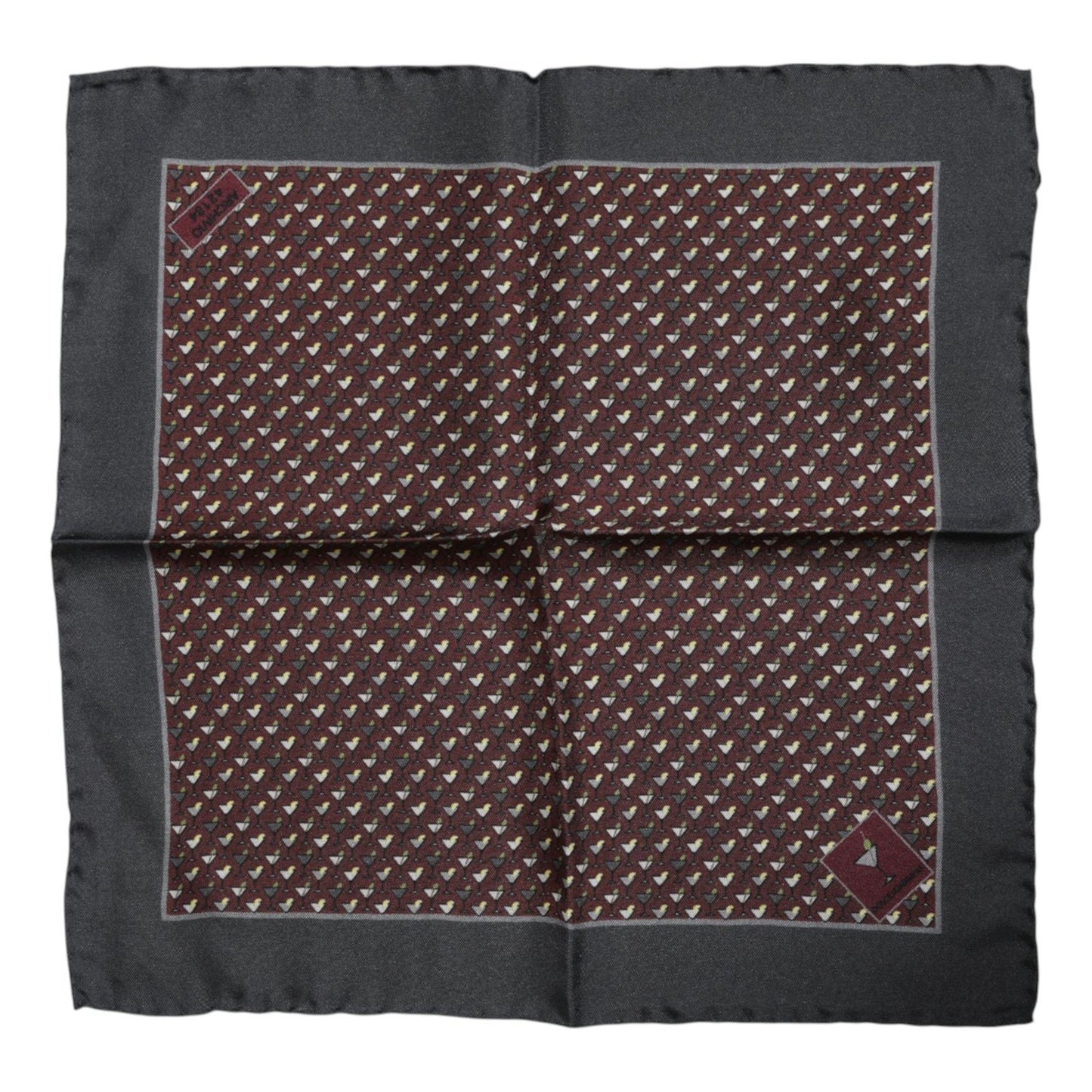 Dolce & Gabbana Maroon Cocktail Silk Square Foulard Scarf MS7538