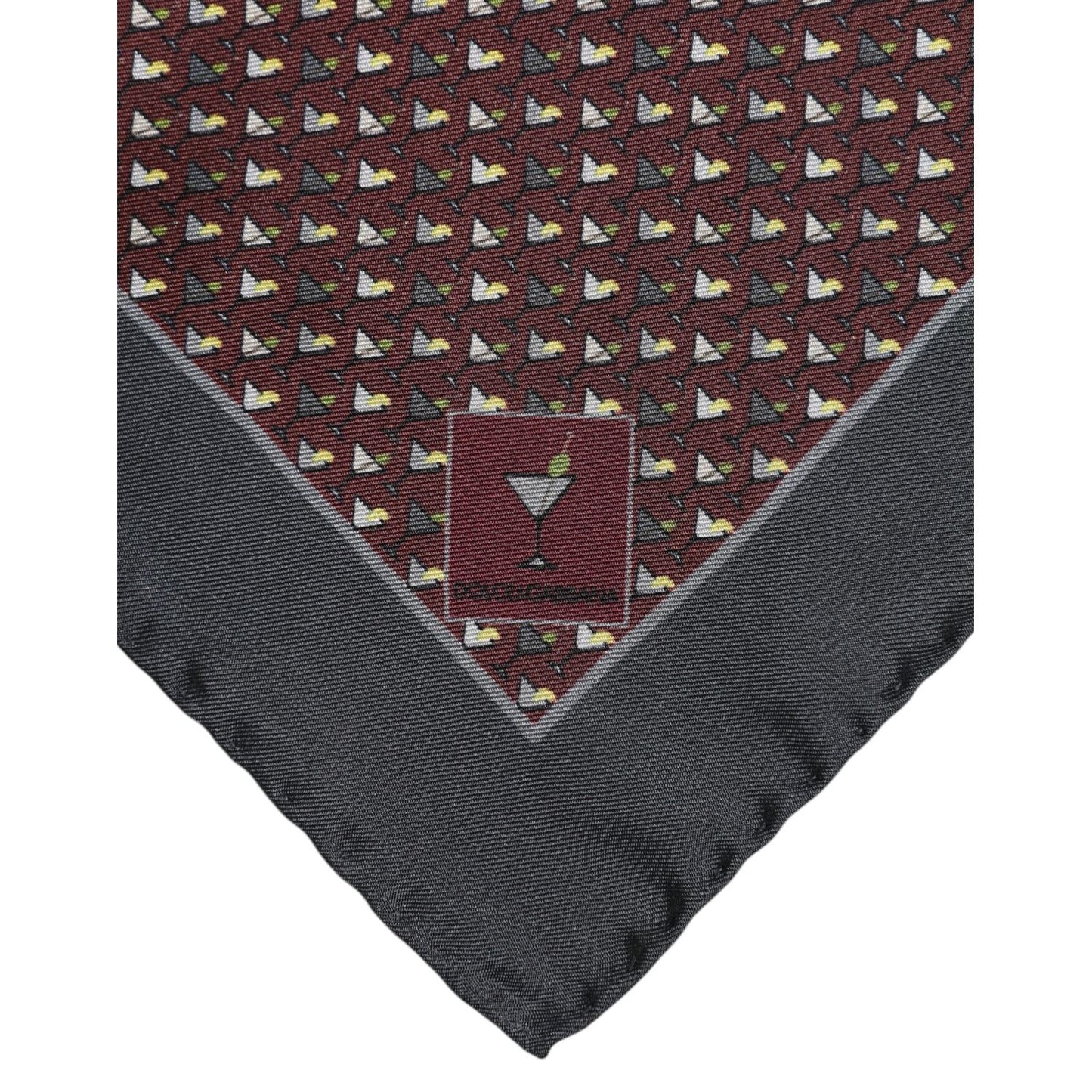 Dolce & Gabbana Maroon Cocktail Silk Square Foulard Scarf MS7538