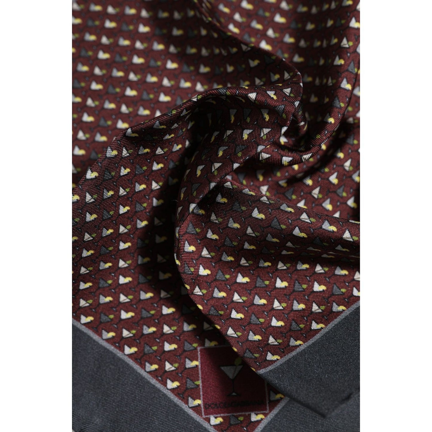 Dolce & Gabbana Maroon Cocktail Silk Square Foulard Scarf MS7538