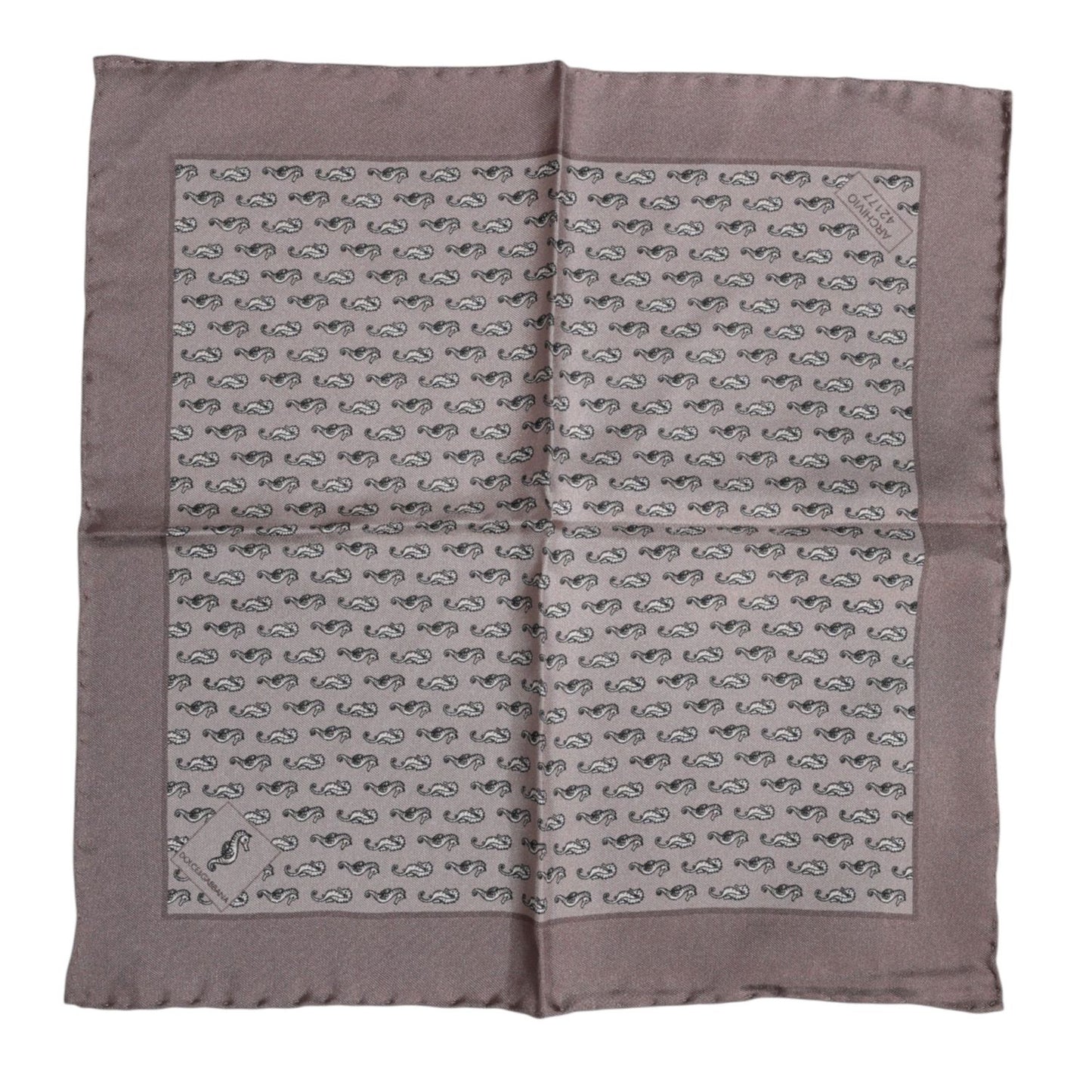 Dolce & Gabbana Brown Sea Horse Silk Square Foulard Scarf MS7548