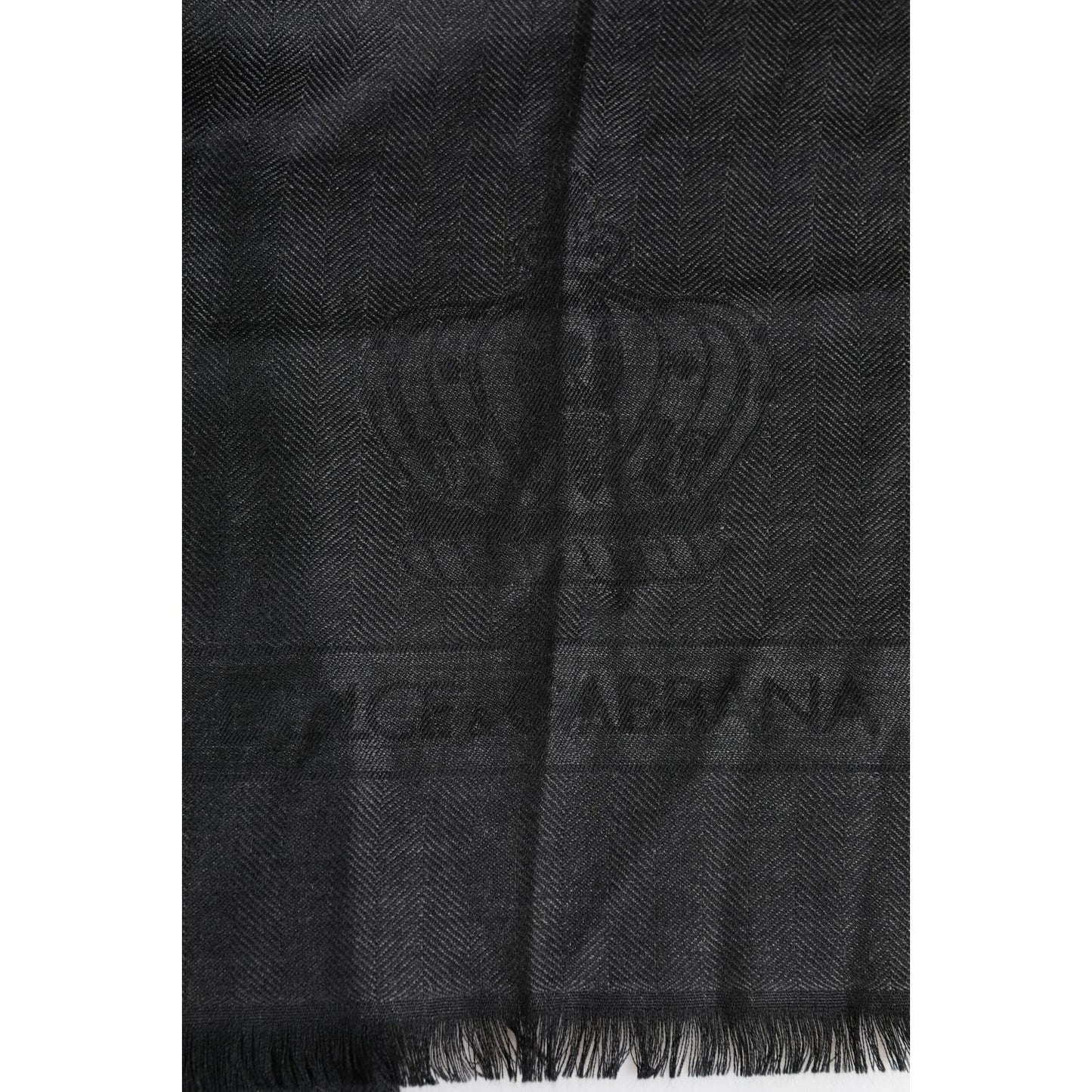 Dolce & Gabbana Dark Gray Cashmere Fringes Neck Warmer Scarf MS7552