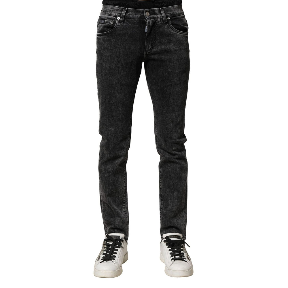 Dolce & Gabbana Black Washed Double Waistband Denim Jeans PAN74876-44