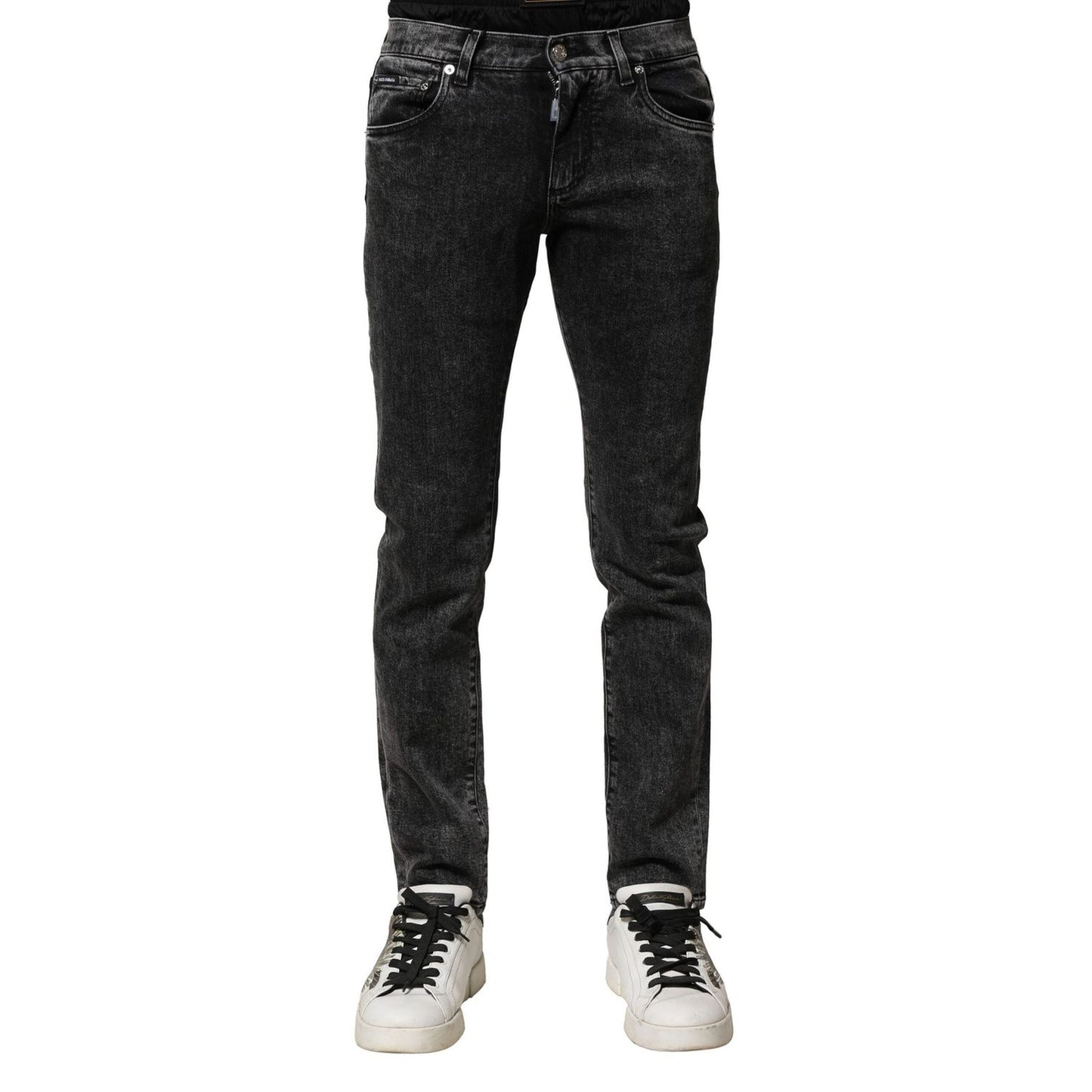 Dolce & Gabbana Black Washed Double Waistband Denim Jeans PAN74876-44