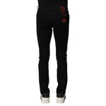 Dolce & Gabbana Black Cotton Logo Plaque Slim Denim Jeans PAN74990-44