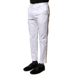 Dolce & Gabbana White Cotton Straight Logo Men Pants PAN75825-44