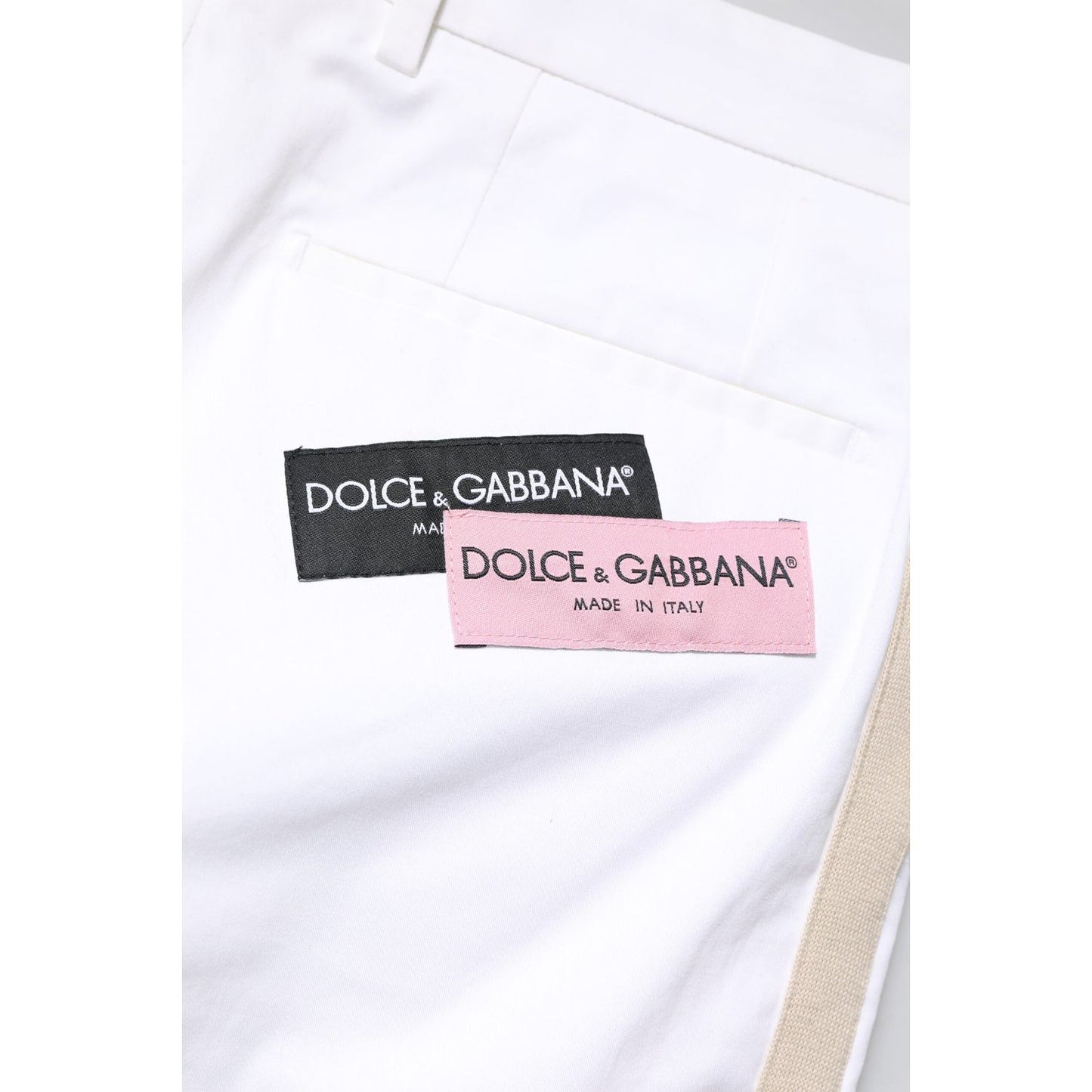 Dolce & Gabbana White Cotton Straight Logo Men Pants PAN75825-44