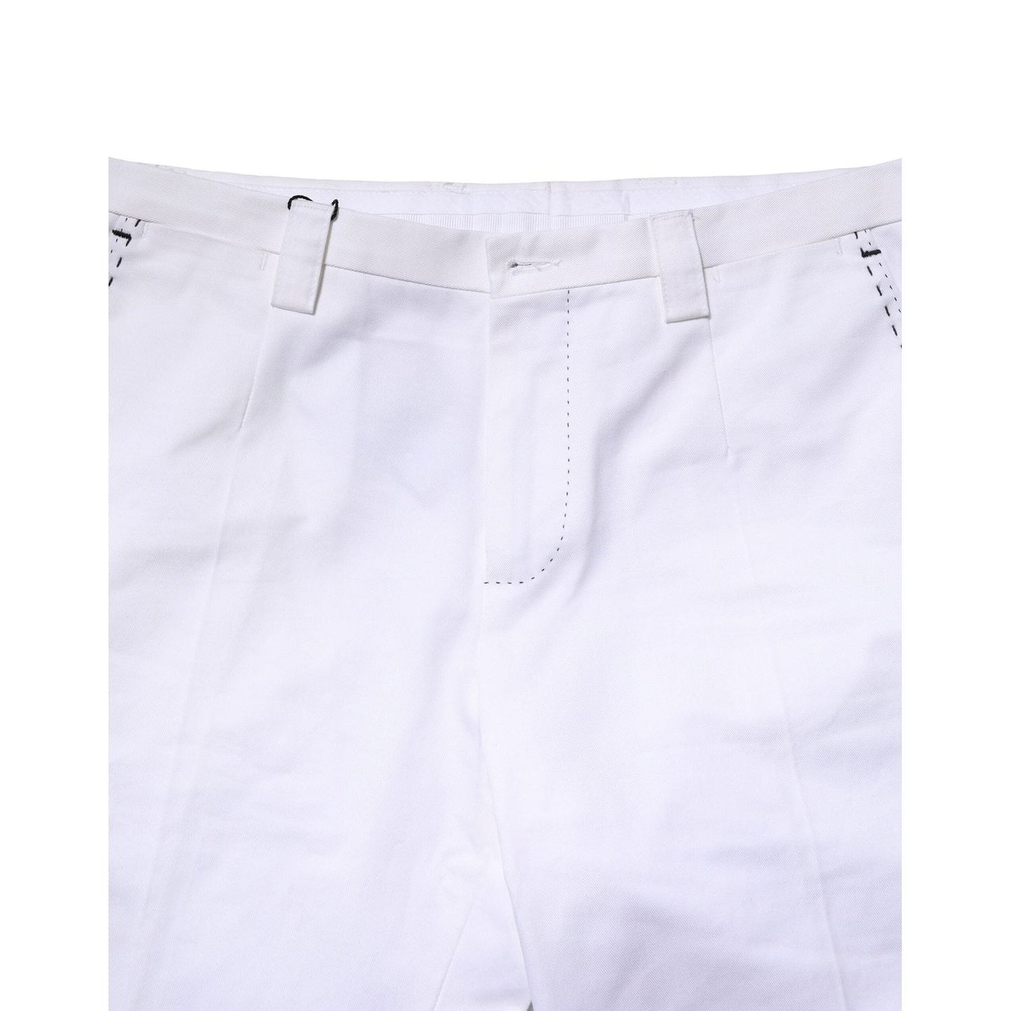 Dolce & Gabbana White Cotton Straight Logo Men Pants PAN75826-46