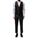 Dolce & Gabbana Black Jacquard 3 Piece Single Breasted Suit KOS2351-46