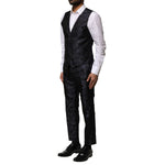 Dolce & Gabbana Black Jacquard 3 Piece Single Breasted Suit KOS2351-46