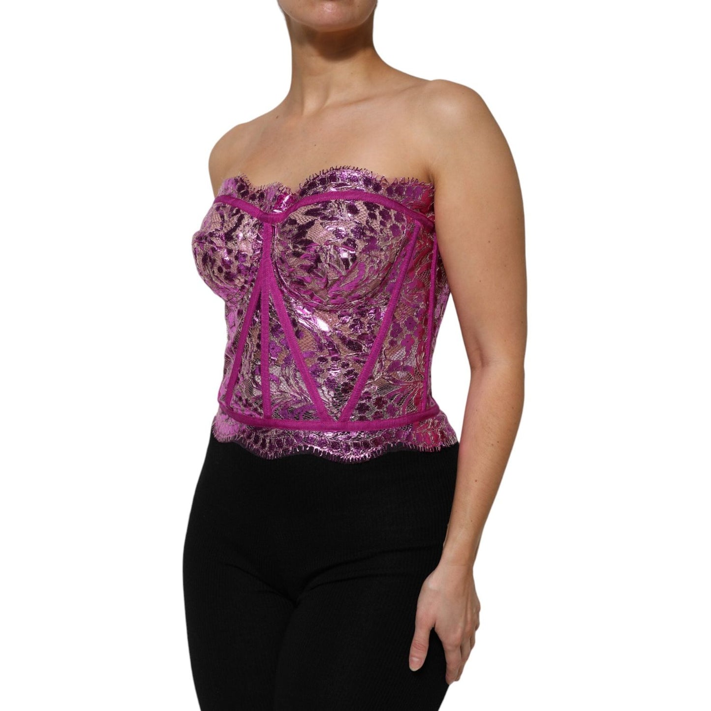 Dolce & Gabbana Pink Bustier Sleeveless Corset Blouse Top