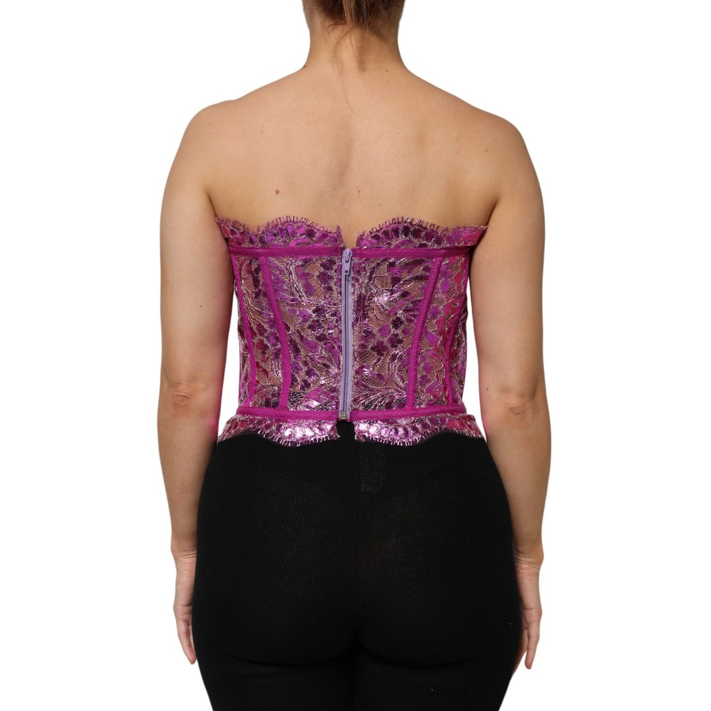 Dolce & Gabbana Pink Bustier Sleeveless Corset Blouse Top