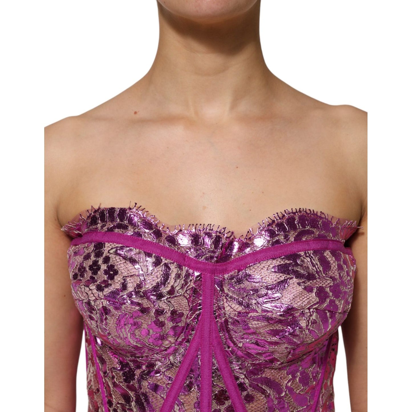 Dolce & Gabbana Pink Bustier Sleeveless Corset Blouse Top