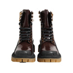 Dolce & Gabbana Brown Black Leather Boots Zipper Lace Up Shoes