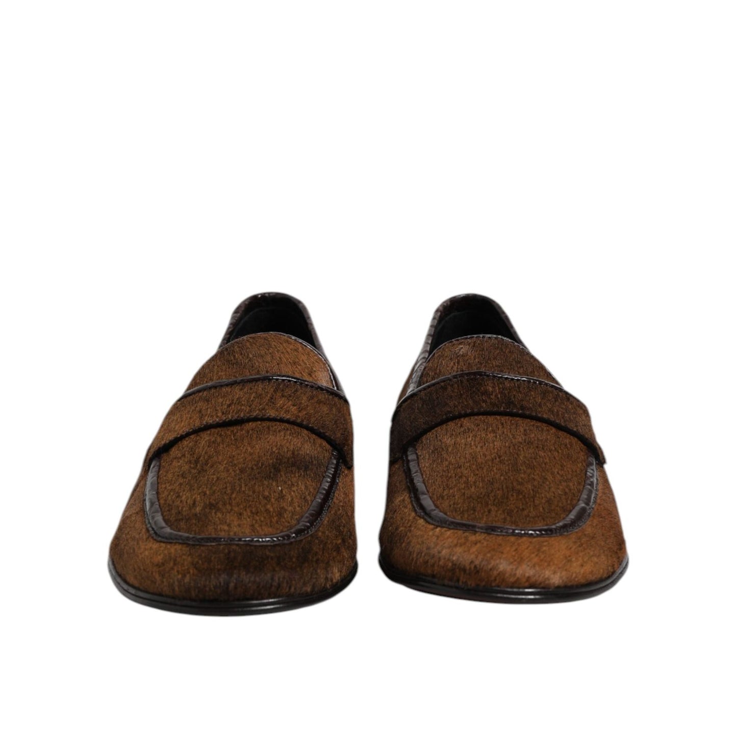 Dolce & Gabbana Brown Loafers Leather Slip On Men Dress Shoes MV7408-39