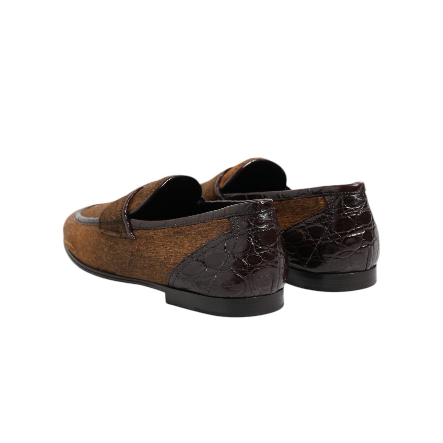 Dolce & Gabbana Brown Loafers Leather Slip On Men Dress Shoes MV7408-39