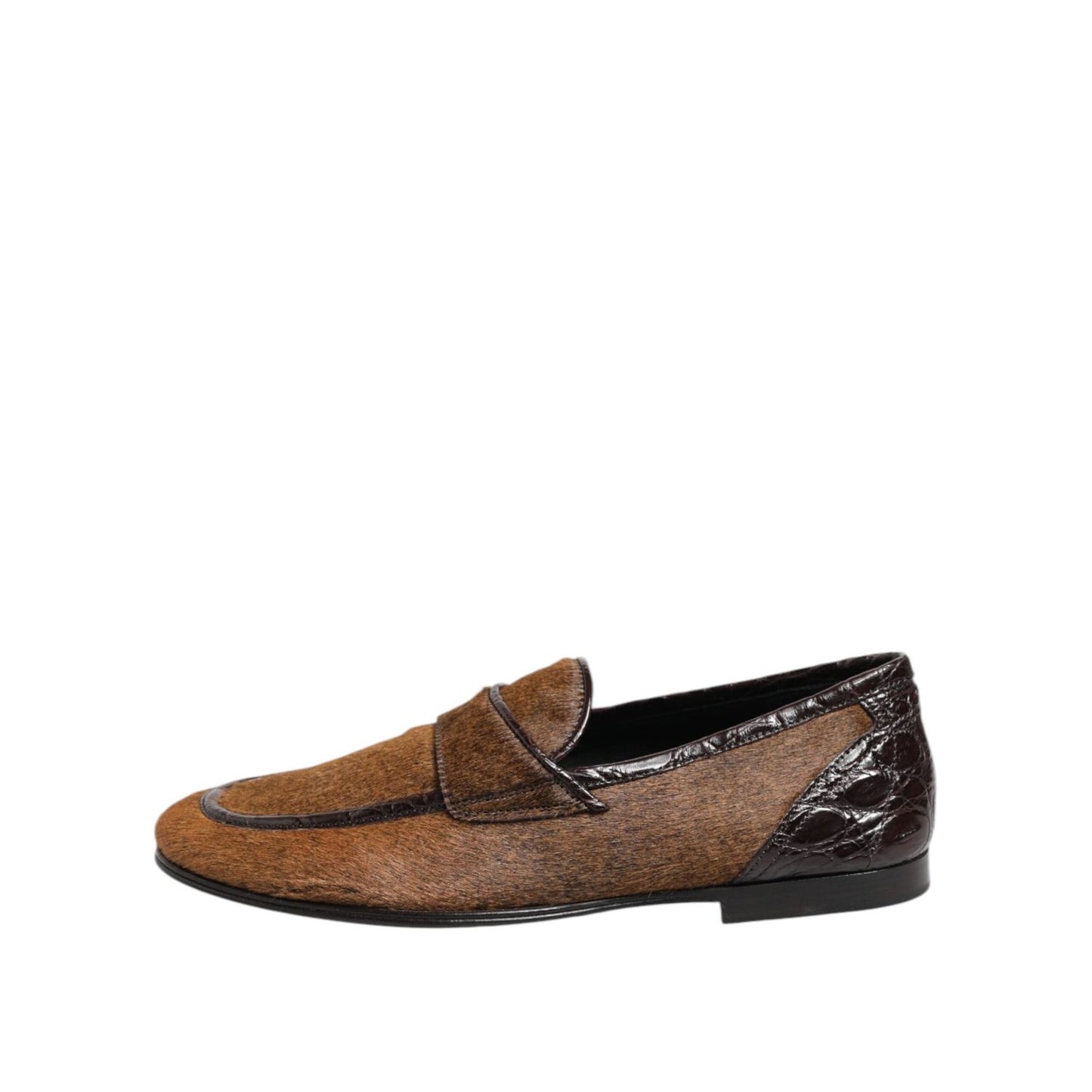 Dolce & Gabbana Brown Loafers Leather Slip On Men Dress Shoes MV7408-39
