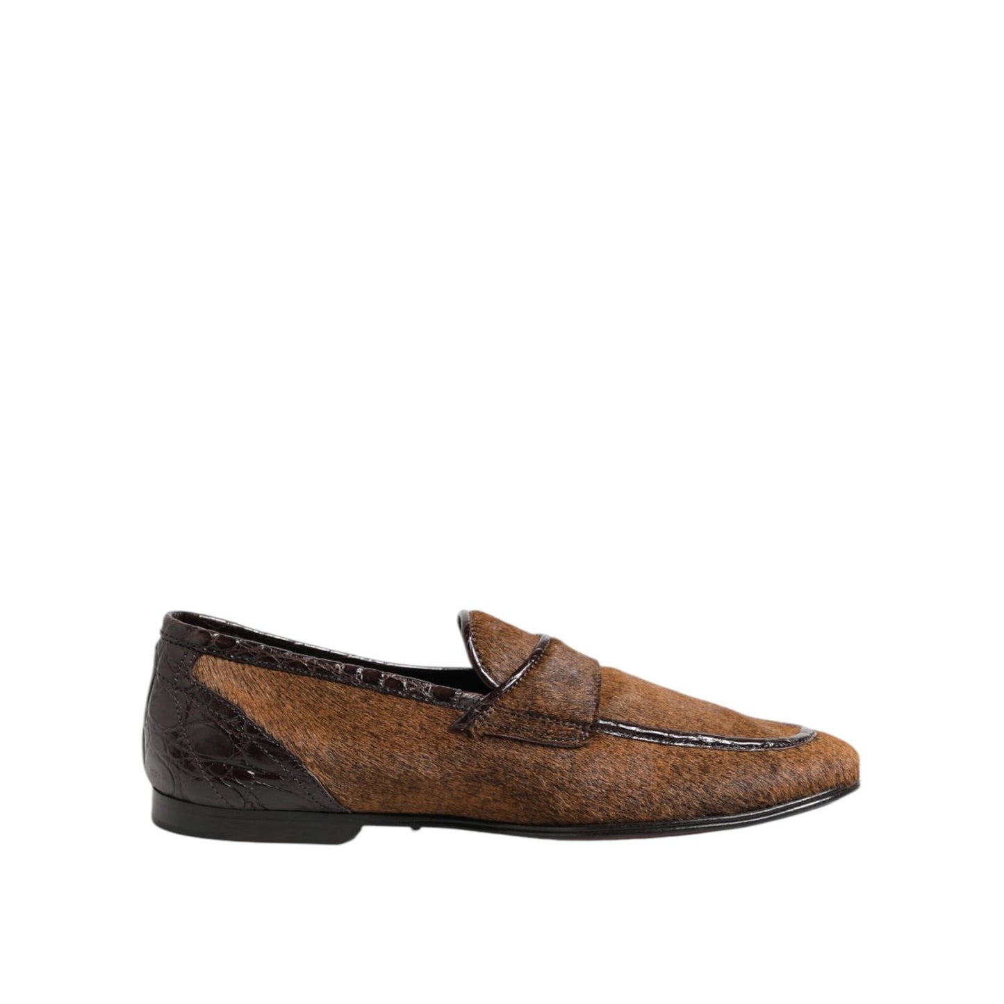 Dolce & Gabbana Brown Loafers Leather Slip On Men Dress Shoes MV7408-39