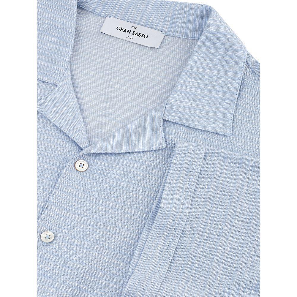 Gran Sasso Blue Linen And Cotton Shortsleeve GR-447967320013813-IT50 | L