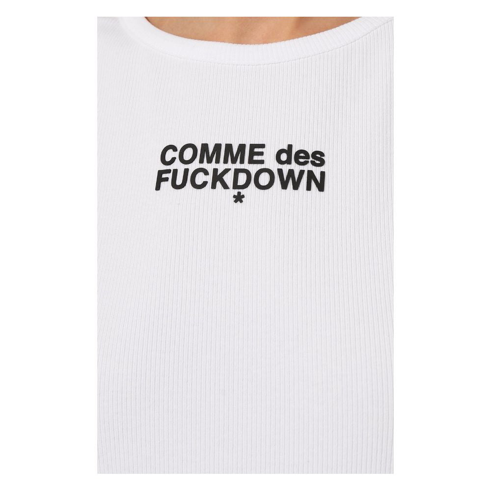 Comme Des Fuckdown White Cotton Women Top